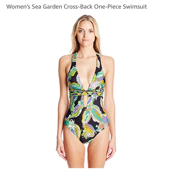 Trina Turk Cross-Back swimsuit, size 6 - Picture 2 of 3